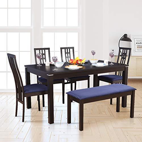 HomeTown Daiton Rubber Wood Six Seater Dining Set in Expresso Colour