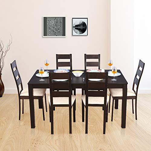 HomeTown Walton Solid Wood Six Seater Dining Set in Dark Walnut Colour