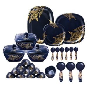 Dinner Set Pack 40 Pieces Black with Golden Print