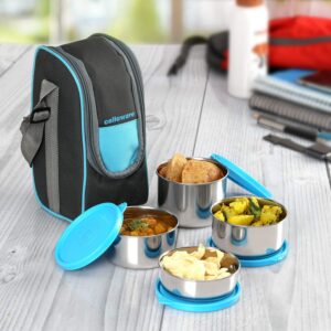 Cello Steelox Stainless Steel Lunch Box, Blue