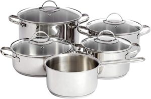 Amazon Basics 9-Piece Stainless Steel Induction Cookware Set