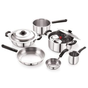 BMS Lifestyle 9-Piece Induction Friendly Stainless Steel Cookware Set