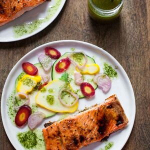 Caramelized salmon salad