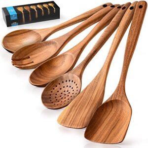 Zulay Kitchen Wooden Spoon Set Cooking